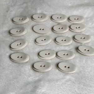 Vintage White Oval Buttons Lot 18 Two Hole Plastic Lucite Coat Sewing Craft